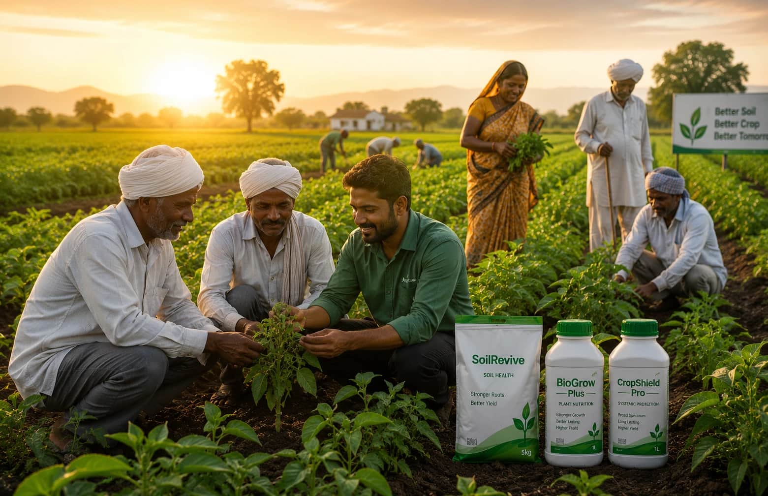 Indian farmers collaborating in the field