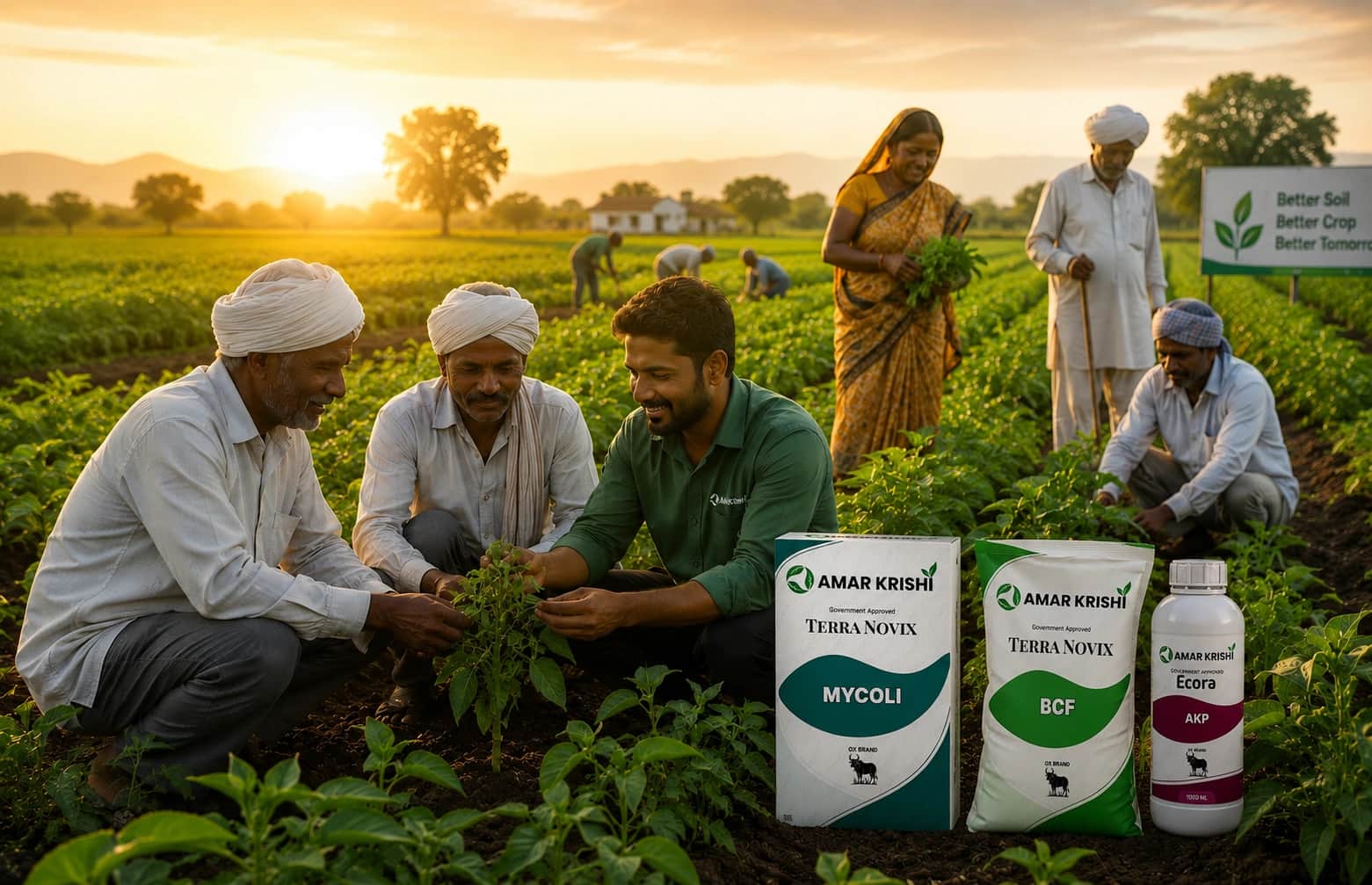 Indian farmers collaborating in the field